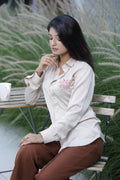 Handcrafted Beaded Love Birds Button Down Shirt